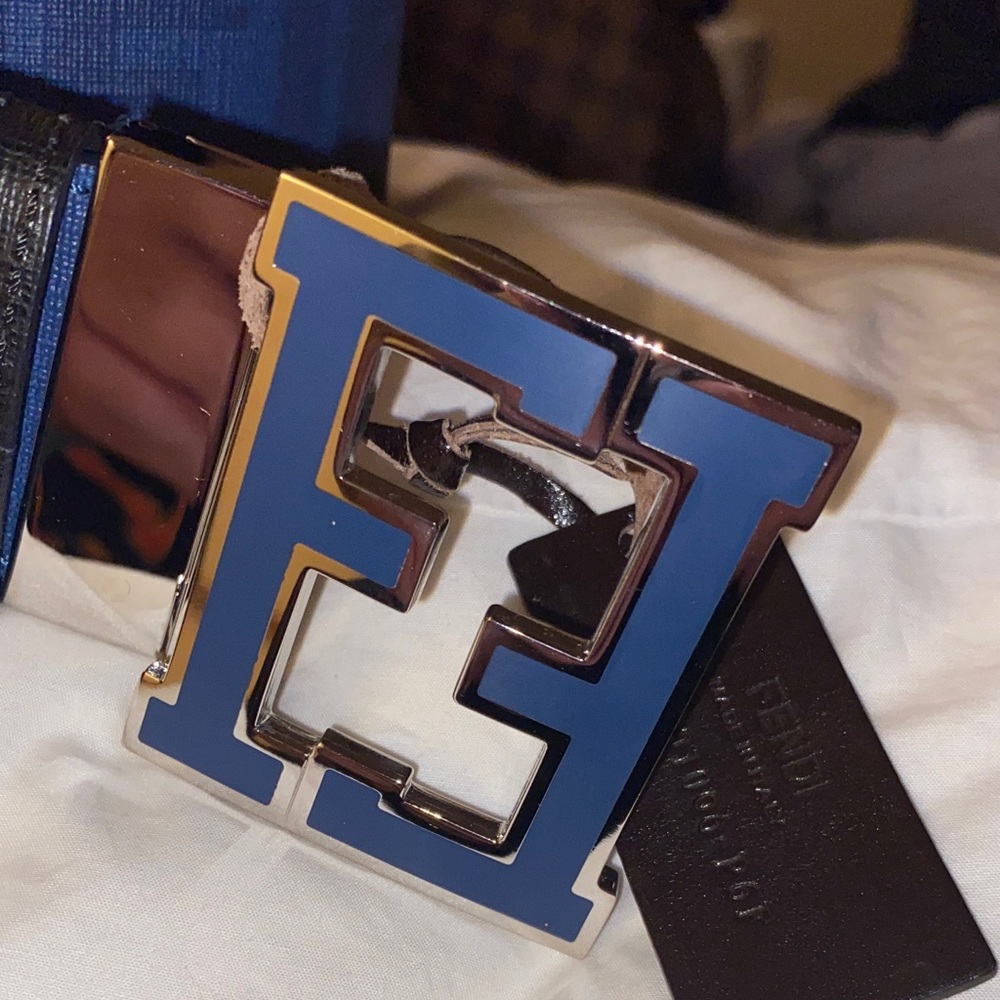 Fendi Blue and Silver Men's Belt
